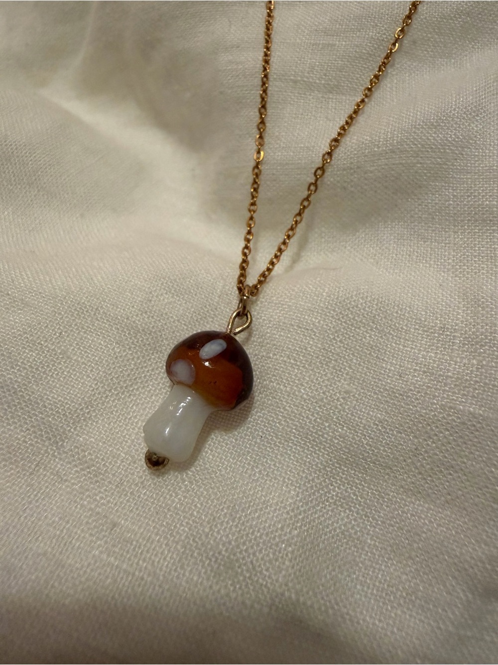 Glass Mushroom Pendant Necklace
